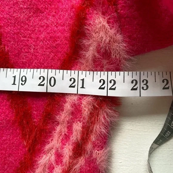 Jodifl Red and Pink Fuzzy Southwest Bohemian Open Front Cardigan NWT - Picture 10 of 16